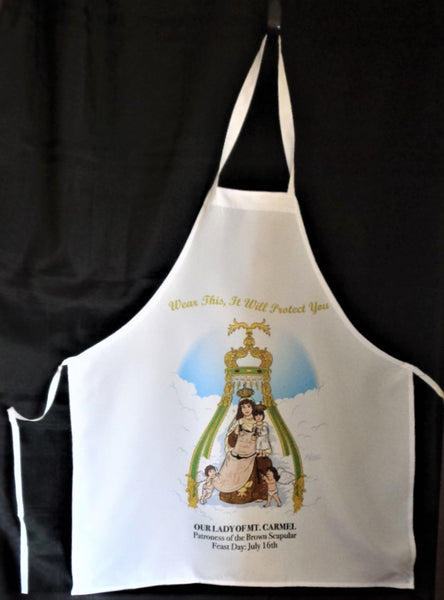 Host/Hostess Apron - Our Lady of Mt. Carmel, Patroness of the Brown Scapular