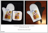 Oven Mitt/Pot Holder Set - St. Anthony of Padua, Patron Saint of Lost Items