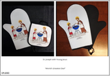 Oven Mitt/Pot Holder Set - St. Joseph with Young Jesus, World's Greatest Dad