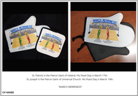 Oven Mitt/Pot Holder Set - "March Merriness" - St. Patrick & St. Joseph