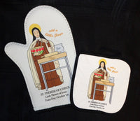 Oven Mitt/Pot Holder Set - St. Thérèse of Lisieux is known as the Little Flower of Jesus